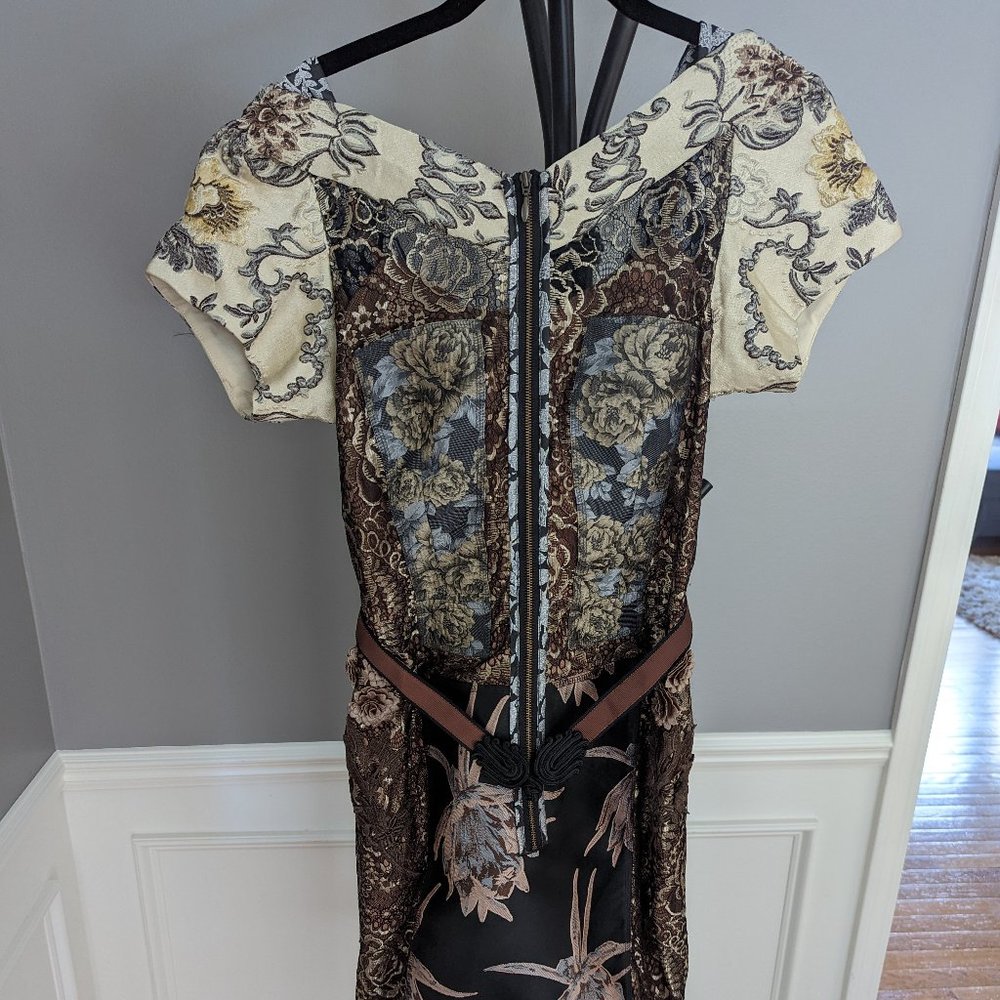 Beguile by Byron Lars Mixed Media Midi Sheath Dress from Anthropologie